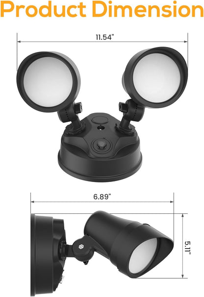 Dusk to Dawn Outdoor Lighting, 24W 2000LM Dusk Till Dawn Light, 3CCT 3000K/4000K/6000K IP65 Security Lights Hardwired for House Garage Yard Walkway 1 Pack(Black)