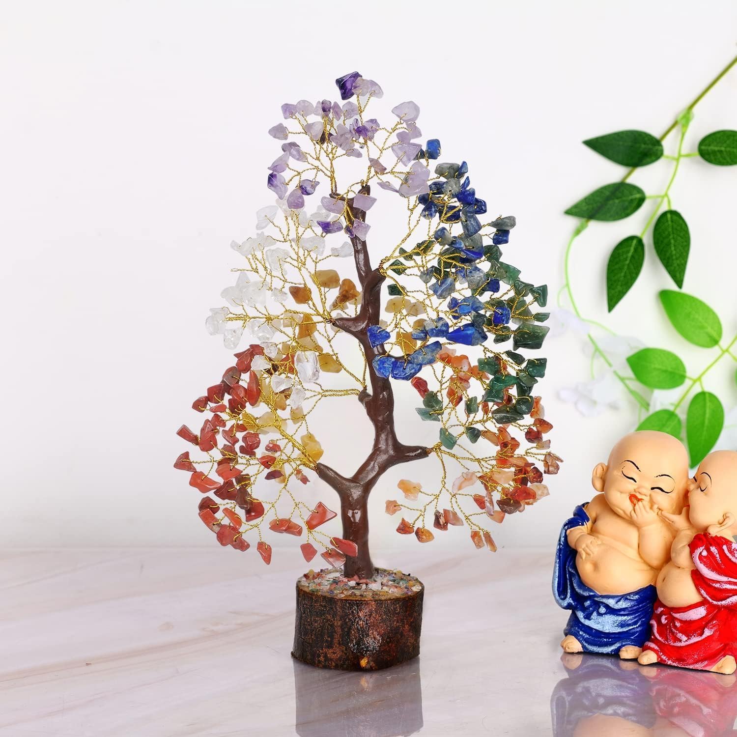 YATSKIA 7 Chakra Crystal Tree of Life – Handcrafted Healing Crystal Bonsai with Natural Gemstones – Feng Shui Money Tree - PuriLite