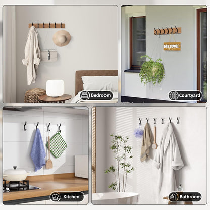 12 Pack Coat Hooks, 30KG Load Bearing Wall Hook for Hanging(Max), 1.6" L X 0.5" W X 3.94" H Coat Rack Wall Mount Double Hooks for Bag, Towels, Hats, Keys, Black