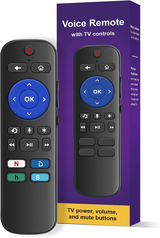 Voice Universal Remote Control, for Roku Stick Remote Replacement, for Roku Streaming Players, Steaming Sticks, Audio and TVs, with 4 App Shorcut Keys