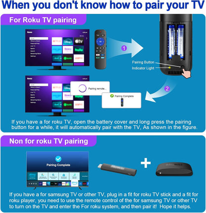 Voice Universal Remote Control, for Roku Stick Remote Replacement, for Roku Streaming Players, Steaming Sticks, Audio and TVs, with 4 App Shorcut Keys