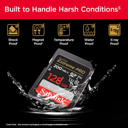 SanDisk 128GB Extreme PRO SDXC UHS-I Memory Card - C10, U3, V30, 4K UHD, SD Card - SDSDXXD-128G-GN4IN