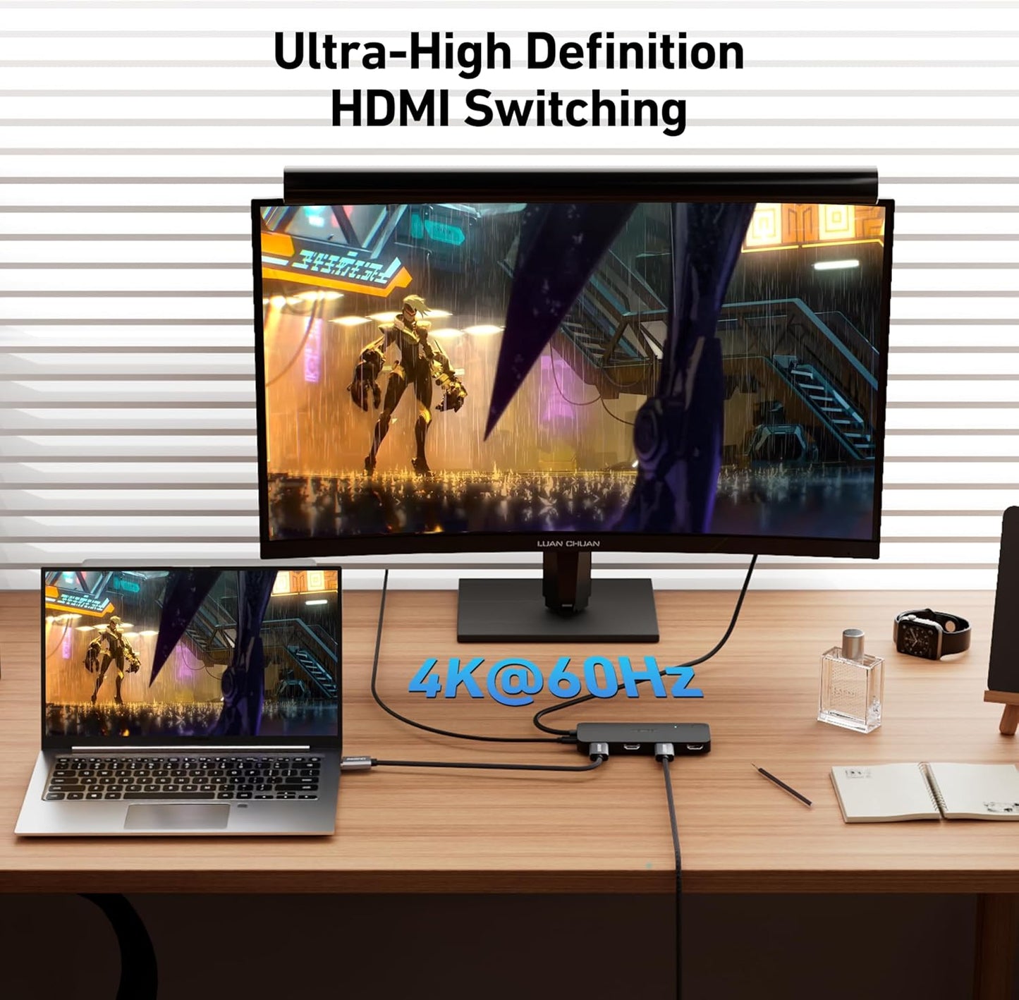 BENFEI HDMI Switch 4 in 1 Out 4K@60Hz, 2K@144Hz, HDCP 2.3 【with Adaptive Equalization Support 10M HDMI Transmit】 Compatible for PS5/4, Xbox, Roku, FireStick, Switch