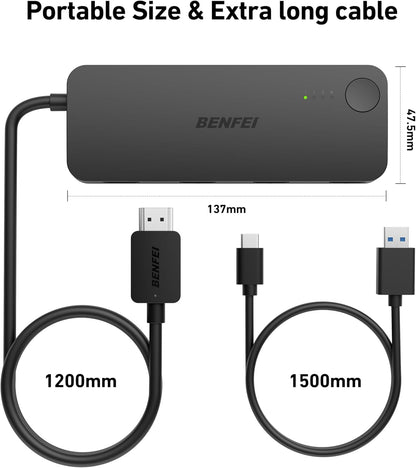 BENFEI HDMI Switch 4 in 1 Out 4K@60Hz, 2K@144Hz, HDCP 2.3 【with Adaptive Equalization Support 10M HDMI Transmit】 Compatible for PS5/4, Xbox, Roku, FireStick, Switch