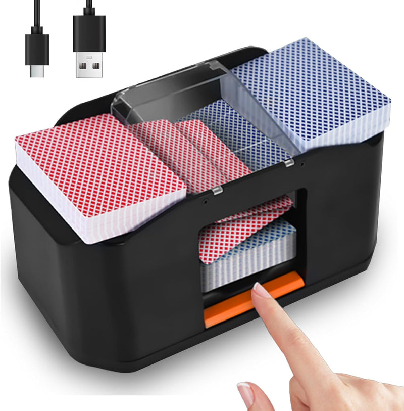 1/2 Decks Rechargeable & Low Noise Card Shuffler, Automatic 2000mAh Battery Shuffler Machine for UNO, Casino Poker, Texas Hold'em, Playing Card Games