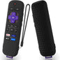 Silicone Cover for Roku Voice TV Remote RCAL7R/Roku Express/Roku Streaming Stick TV Remote Protective Case Silicone Sleeve for Roku TV Remote Cover with Lanyard(Black)