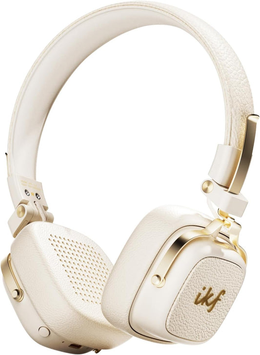 E2 Retro Classic Wireless Bluetooth On-Ear Headphones, Foldable Headset, 90H Playback, 40mm Drivers, Deep Bass, 360° Spatial Sound, Built-in Mic,OOTD 80S 90S (Offwhite)