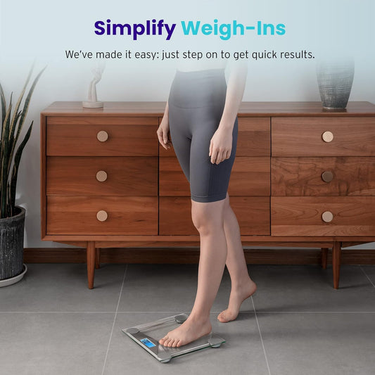 Etekcity Digital Body Weight Bathroom Scale, Large Blue LCD Backlight Display, High Precision Measurements,6mm Tempered Glass, 400 Pounds - PuriLite