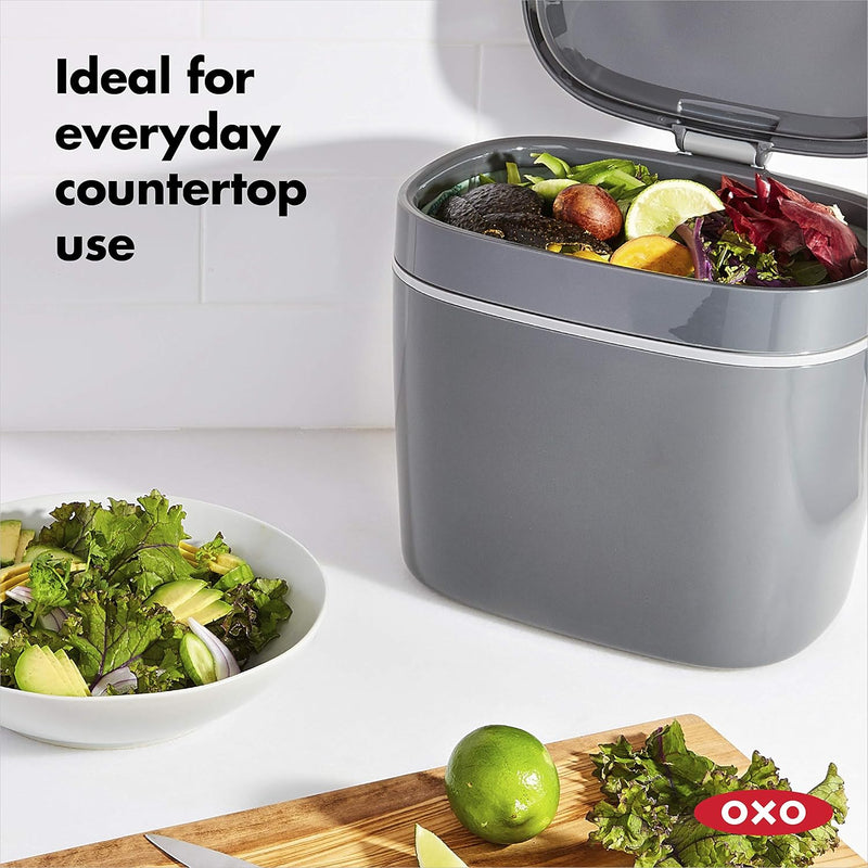 NEW OXO Good Grips Easy-Clean Compost Bin - 1.75 GAL/6.62 L | Charcoal
