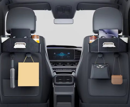 Purilite Select Multifunctional Car Backseat Organizer with Cup Holders and Tissue Storage – Universal Headrest Hanging Automotive Storage Box for Phones, Drinks, and Travel Essentials - PuriLite