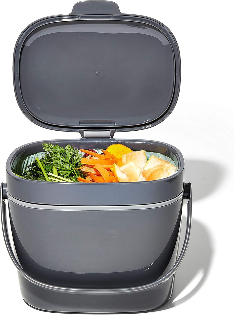 NEW OXO Good Grips Easy-Clean Compost Bin - 1.75 GAL/6.62 L | Charcoal