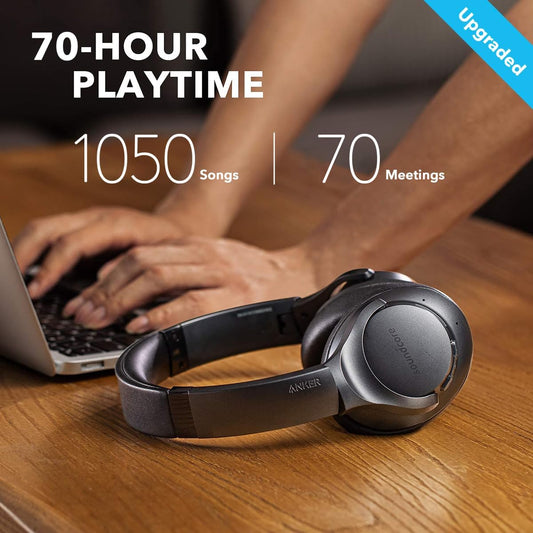 Soundcore Anker Life Q20 Hybrid Active Noise Cancelling Headphones, Wireless Over Ear Bluetooth Headphones, 70H Playtime, Hi-Res Audio, Deep Bass, Memory Foam Ear Cups, Travel, Office, USB-C Charging - PuriLite