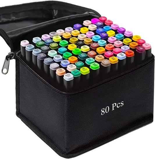 80 Colors Alcohol Markers, Art Drawing Markers Set for Adults Dual Tip Permanent Sketch Markers, with Organizing Case