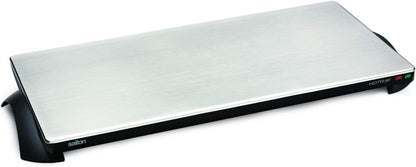 Salton Electric Warming Tray with Automatic Temperature Control, Keeps Food Hot for Buffets, Entertaining, Stainless Steel Warmer Cooktop for Appetizers, Large Surface Measures 25” X 12”, 1000 Watts (TWT40)