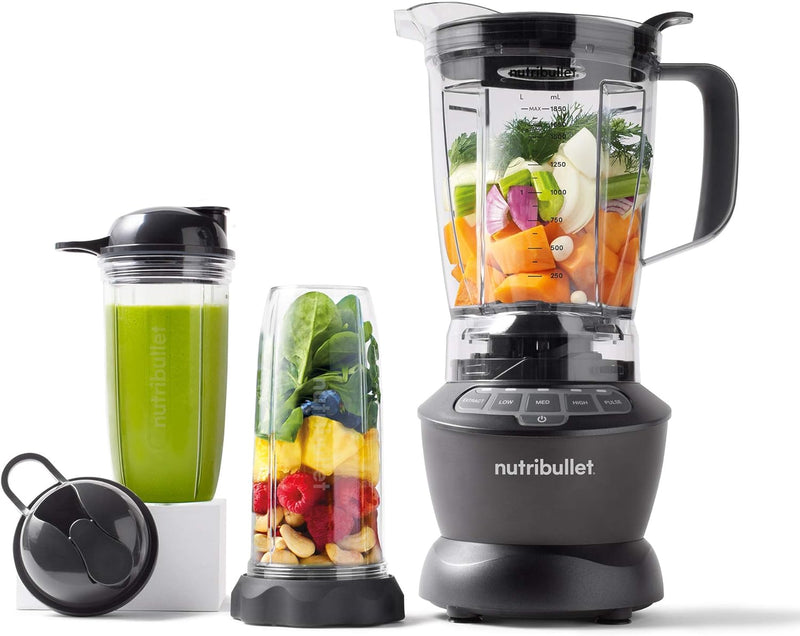 NutriBullet ZNBF30500ZC Blender Combo 1200 Watt, with Single Serve Cups, Dark Gray