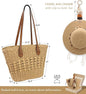 RUNROLE Straw Handbags with Tassel Hat Clip for Travel, Handmade Summer Raffia Totes, Hobo Shoulder Bag Purse for Women