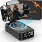 3-in-1 Desk Phone Stand with Wireless Speaker and LED Clock, Adjustable Smartphone Holder for Home and Office Use