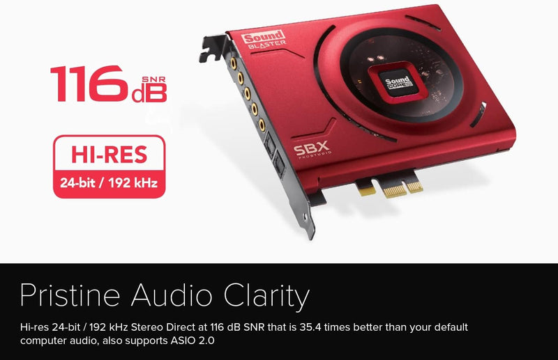 Creative Sound Blaster Z SE Internal PCI-e Gaming Sound Card and DAC, 24-bit / 192 kHz, 116 dB SNR, ASIO, 600Ω Headphones Amp, Mic EQ, Discrete 5.1 / Virtual 7.1, Supports Dolby Digital Live, DTS