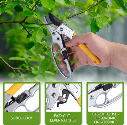 MEPEREZ Outdoor & Yard Garden Clippers, Cutting Work 3 Times Easier, Arthritis Weak Hand Snips, Gardening Gift