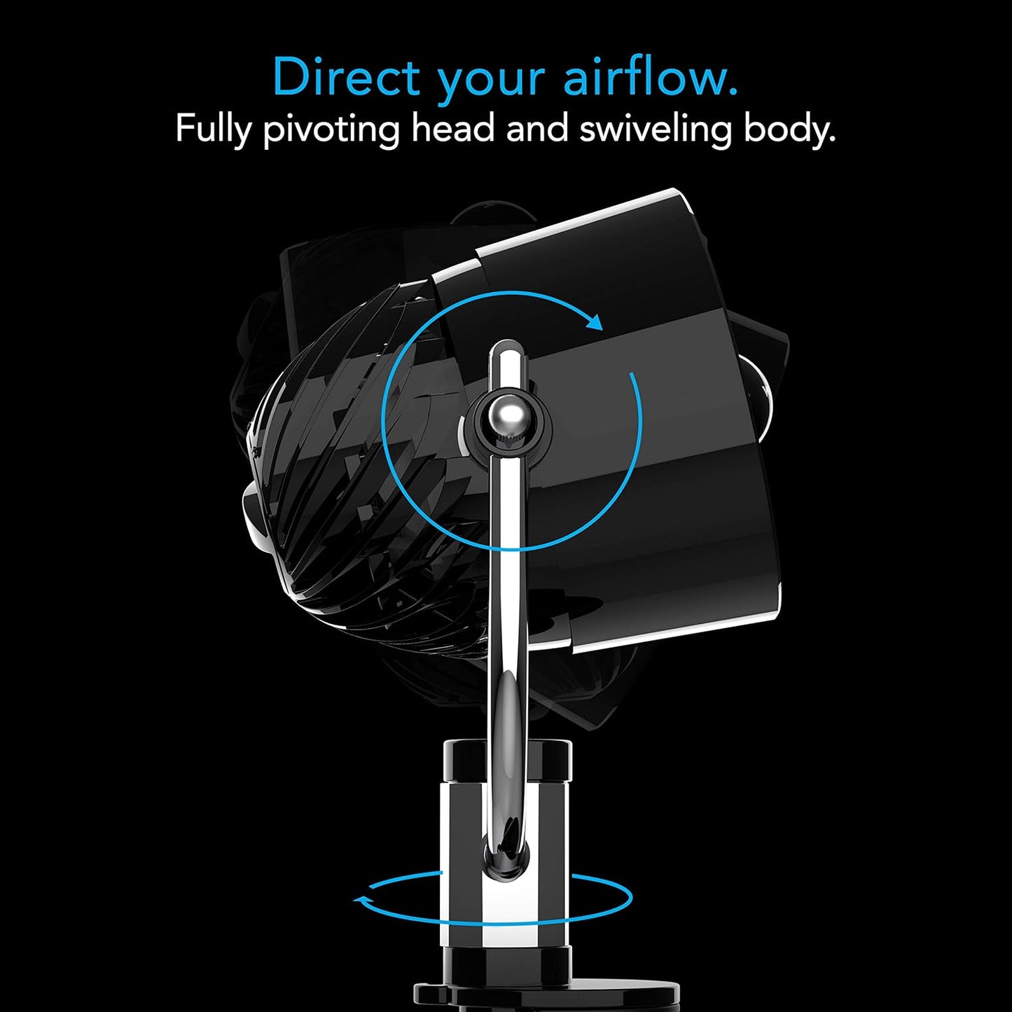 Vornado Pivot Clip Personal Air Circulator Fan with Multi-Surface Clip, Quiet Portable Fan for Office or Bedroom, 3 Speeds, Black
