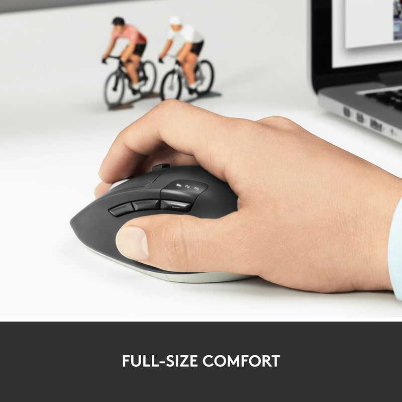 Logitech M720 Triathlon Multi-Device Wireless Mouse, Bluetooth, USB Unifying Receiver, 1000 DPI, 6 Programmable Buttons, 2-Year Battery, Compatible with Laptop, PC, Mac, iPadOS - Black
