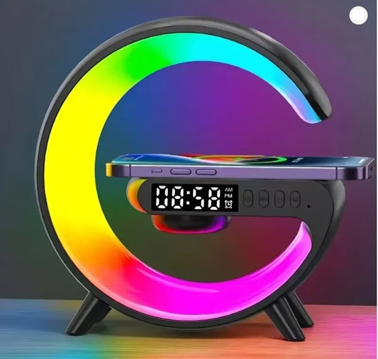 Purilite Select Multifunction Wireless Charger Stand with RGB Light, Alarm Clock and Bluetooth Speaker – 15W Fast Charging Dock Station for Smartphones - PuriLite