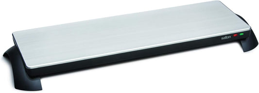 Salton Electric Warming Tray with Automatic Temperature Control, Keeps Food Hot for Buffets, Entertaining, Stainless Steel Warmer Cooktop for Appetizers, Large Surface Measures 25” X 8”, 800 Watts (TWT30)