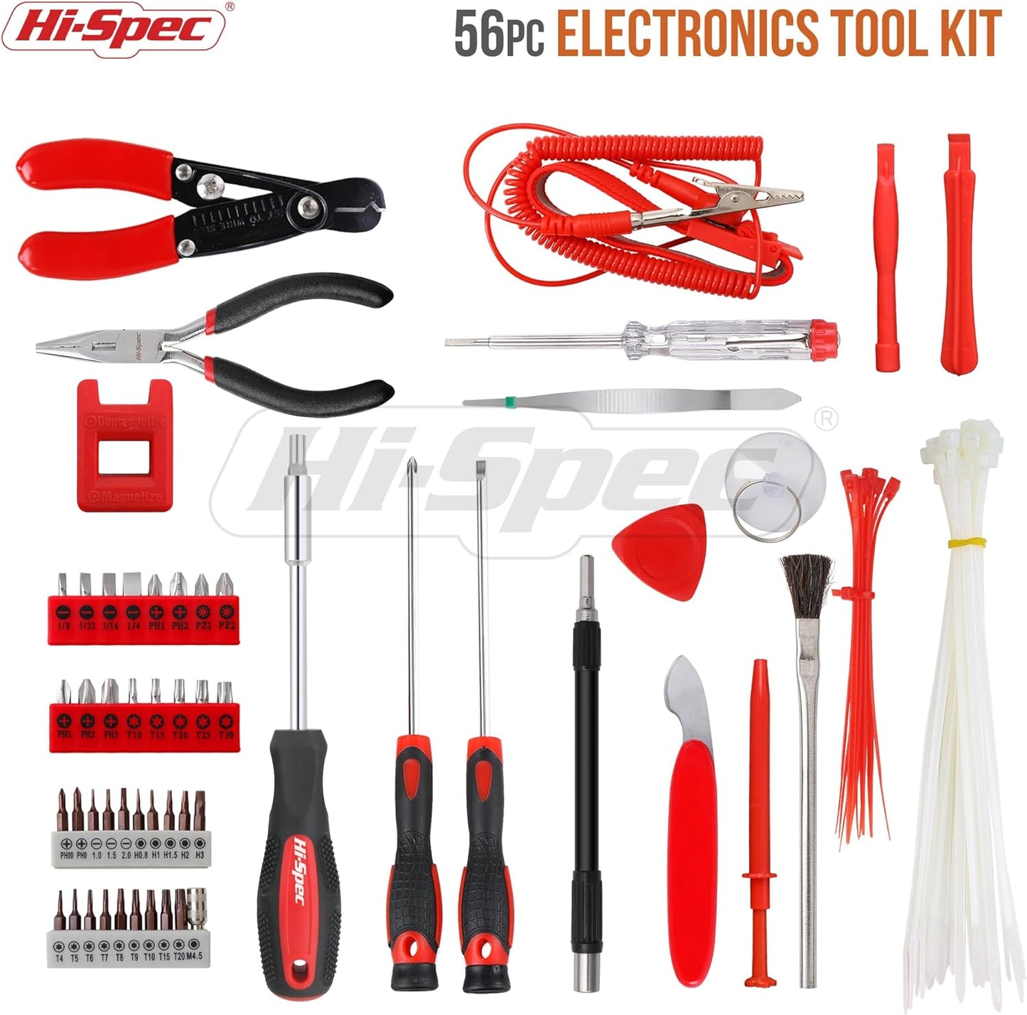 Hi-Spec 56pc Electronics Repair & Opening Tool Kit Set for Laptops, Devices, Computers, PC Building & Gaming Accessories. Precision Small Screwdrivers with Pry Tools
