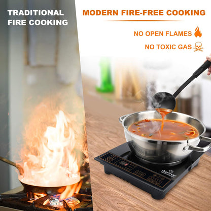 Duxtop 1800W Portable Induction Cooktop, Countertop Burner Included 5.7 Quarts Professional Stainless Steel Cooking Pot with Lid, Heavy Impact-bonded Bottom