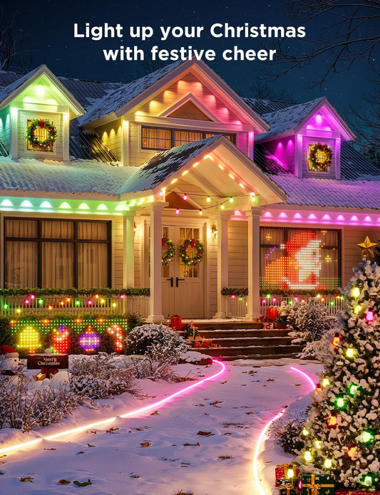 Govee Permanent Outdoor Lights, Smart RGBIC Outdoor Lights with 75 Scene Modes, 100ft with 72 LED IP67 Lights for Christmas Decorations, Work with Alexa, Google Assistant, Black Version - PuriLite