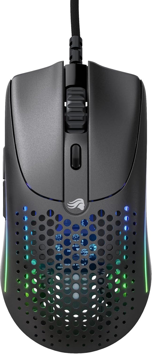 Glorious Gaming Model O 2 Wired Gaming Mouse - 59g Ultralight, FPS, 26,000 DPI, Motion Sync, 80M Click Rated Switches, 6 Programmable Buttons, Ambidextrous, RGB, PTFE Feet - Black - PuriLite