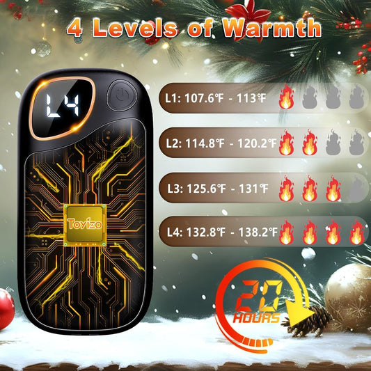 Hand Warmers - 2 Pack Rechargeable Hand Warmer, Magnetic Electric Hand Warmer with LED Display, Portable Reusable Pocket Hand Warmers for Raynauds, Golf, Camping, Hunting, Fishing, Ball Game - PuriLite