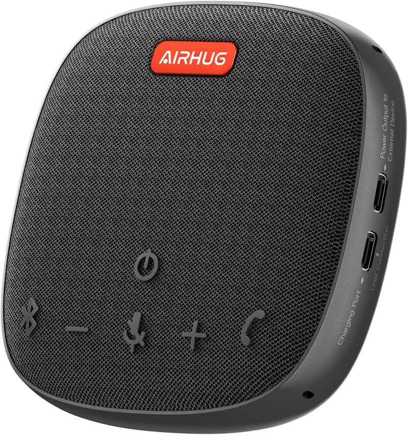 AIRHUG Conference Speaker and Microphone, Bluetooth Speakerphone with 360° Voice Pickup, Advanced Noise Reduction, USB-C Plug & Play, Compatible with Zoom and MS Team