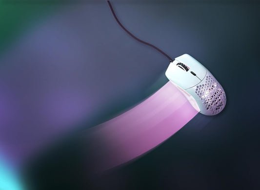 Glorious Model O Wired Gaming Mouse 67g Superlight Honeycomb Design, RGB, Pixart 3360 Sensor, Omron Switches, Ambidextrous - Matte White - PuriLite