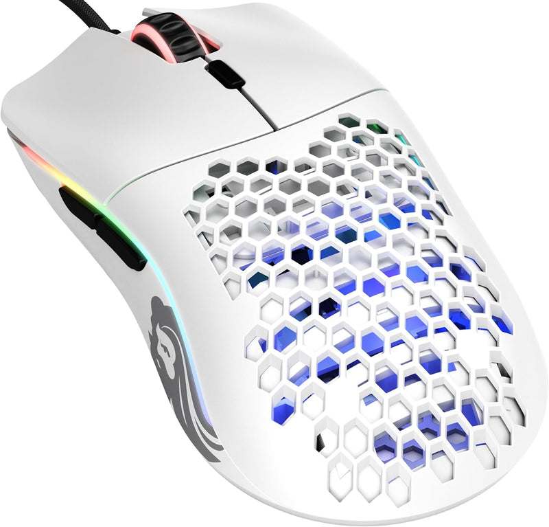 Glorious Model O Wired Gaming Mouse 67g Superlight Honeycomb Design, RGB, Pixart 3360 Sensor, Omron Switches, Ambidextrous - Matte White