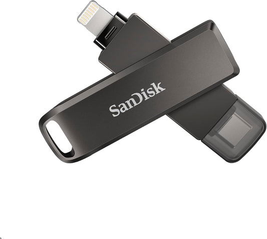 SanDisk 256GB iXpand Flash Drive Luxe - The 2-in-1 USB for iPhone, iPad, and Computer - Thumb Drive with Lightning and USB Type-C Connectors – SDIX70N-256G-GN6NE