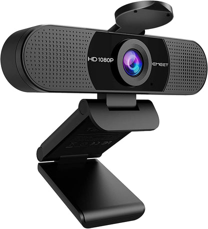 EMEET 1080P Webcam with Microphone, C960 Web Camera, 2 Mics Streaming Webcam with Privacy Cover, 90°View Computer Camera, Plug&Play USB Webcam for Calls/Conference, Zoom/Skype/YouTube, Laptop/Desktop - PuriLite