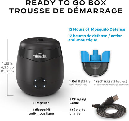 Thermacell E-Series E552CHRCA - Rechargeable Mosquito Repellent, 20' Protection Zone, 12-Hour Refill Included, DEET-Free