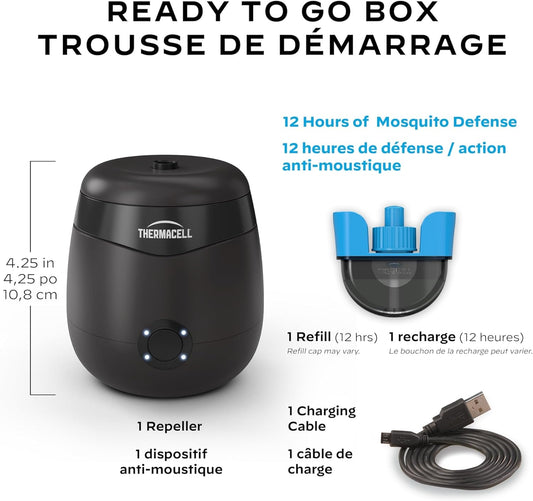 Thermacell E-Series E552CHRCA - Rechargeable Mosquito Repellent, 20' Protection Zone, 12-Hour Refill Included, DEET-Free - PuriLite