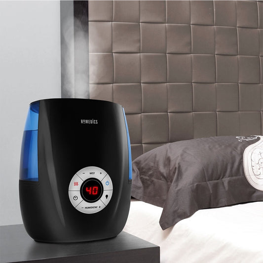 HoMedics - Warm & Cool Mist Ultrasonic Humidifier - 1.4 Gallon - 65-Hour Runtime - Digital Display - PuriLite