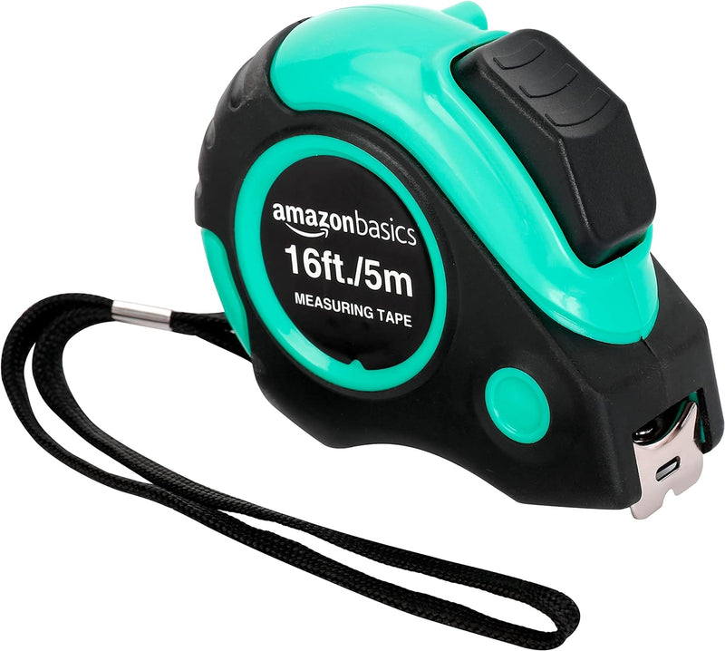 Amazon Basics Tape Measure - 4.88 Meters, Turquoise