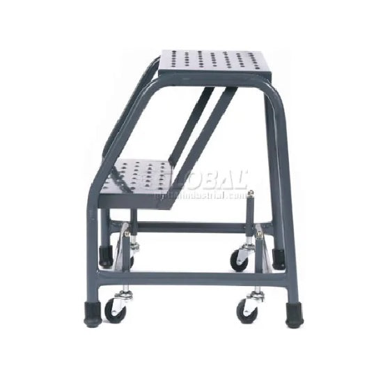 Perforated 16"W 2 Step Steel Rolling Ladder 10"D Top Step - 218P