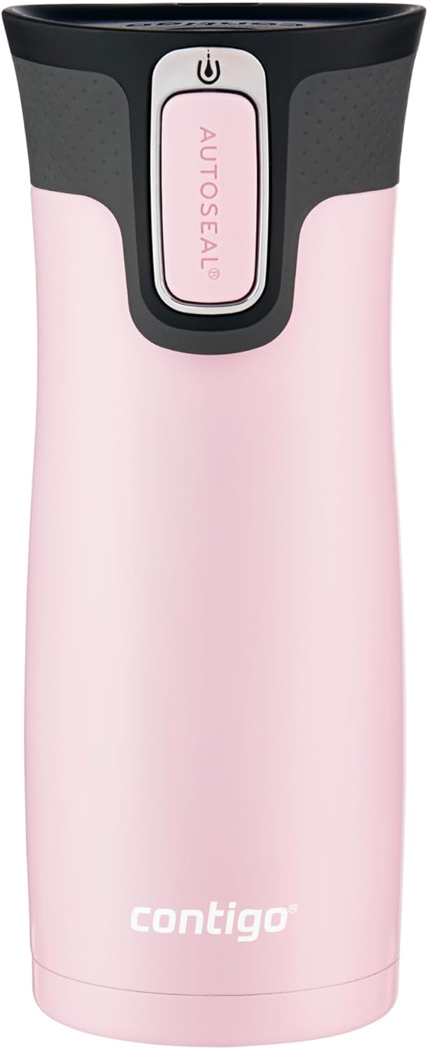 Contigo West Loop 2.0 Stainless Steel Travel Mug with Spill-Proof Lid, Vacuum-Insulated Reusable Cup for Coffee and Tea, Millenial Pink, 16 oz (473 mL)