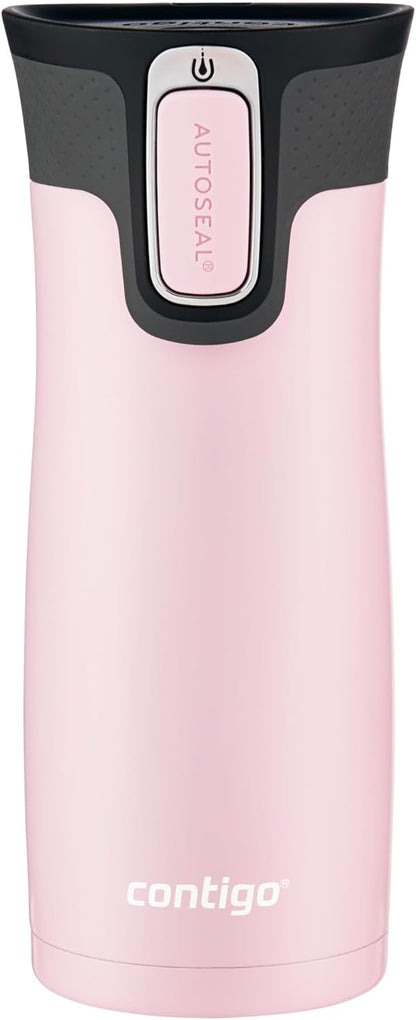 Contigo West Loop 2.0 Stainless Steel Travel Mug with Spill-Proof Lid, Vacuum-Insulated Reusable Cup for Coffee and Tea, Millenial Pink, 16 oz (473 mL)
