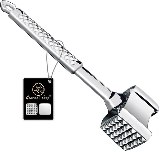 Stainless Steel Meat Tenderizer Mallet - Premium Hammer for Chicken, Conch, Veal Cutlets, Beef & Steak - Kitchen Pounder Flattener With Non-Slip Grip - 5 Years Warranty