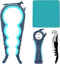 Latest Jar Opener Bottle Opener for Seniors with Arthritis,Weak Hands, Jar Lid Opener Tool with Rubber Jar Gripper Pad and Corkscrew Wine Opener