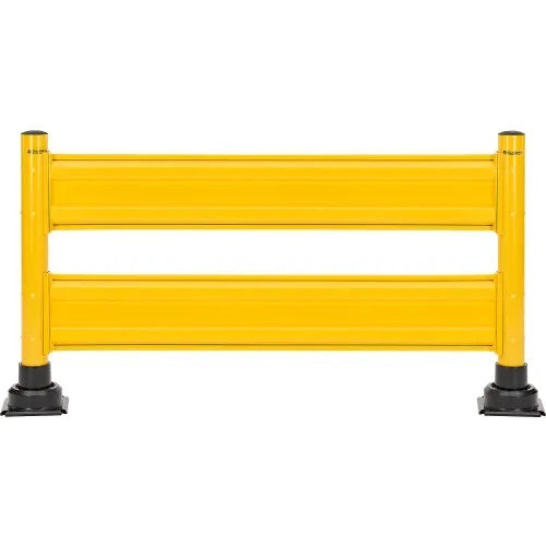 Global Industrial™ 6' Steel Guard Rail with 4" Dia. Rebounding Bollards, Yellow