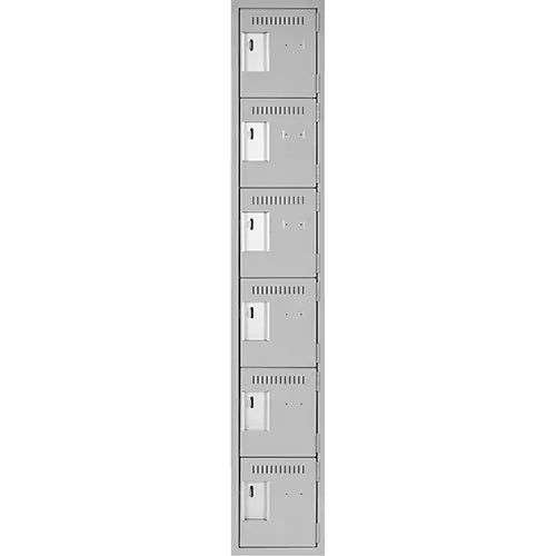 Clean Line™ Lockerettes, 6 -tier, 12" x 18" x 72", Steel, Grey, Rivet (Assembled)