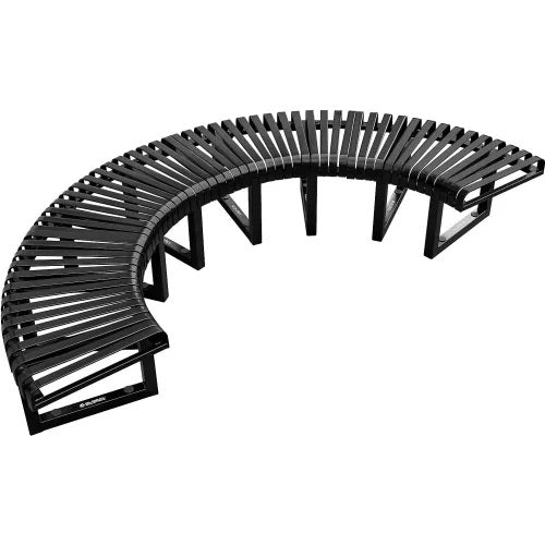 Global Industrial™ Outdoor Curved Bench, Steel Slat, Half Circle, Black