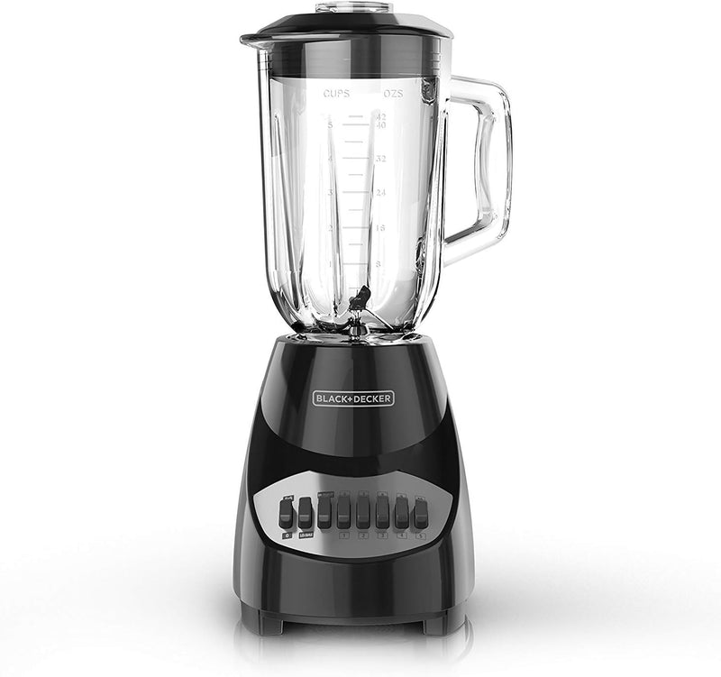 BLACK+DECKER Countertop Blender with 5-Cup Glass Jar, 10-Speed Settings, Black, BL2010BG